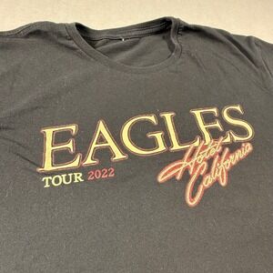 Eagles Hotel California Tour 2022 T-Shirt Black Rock Band Concert Tee Women L
